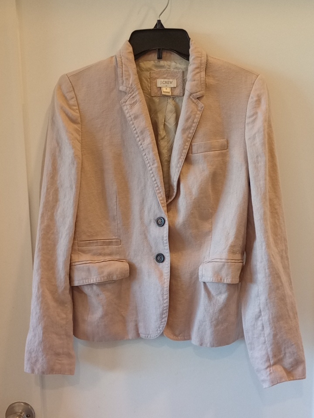J. Crew Women's Blazer Jacket in Soft Beige Euc Size 8 Linen